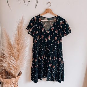 Wild Fable| Black floral mini dress